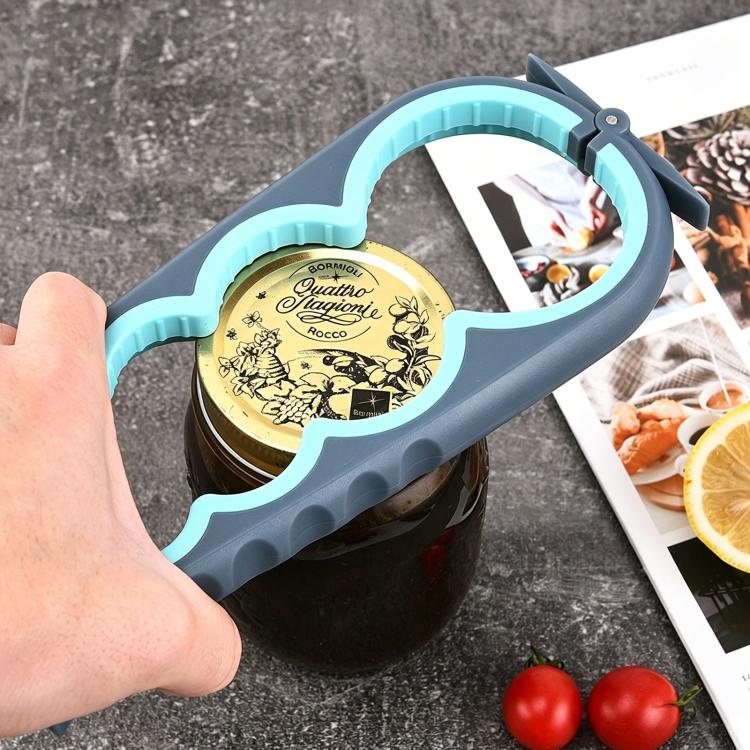 LsCook 4 In 1 Can Opener Household Can Bottle Cap Opener - Upgraded Version Gray+Blue
