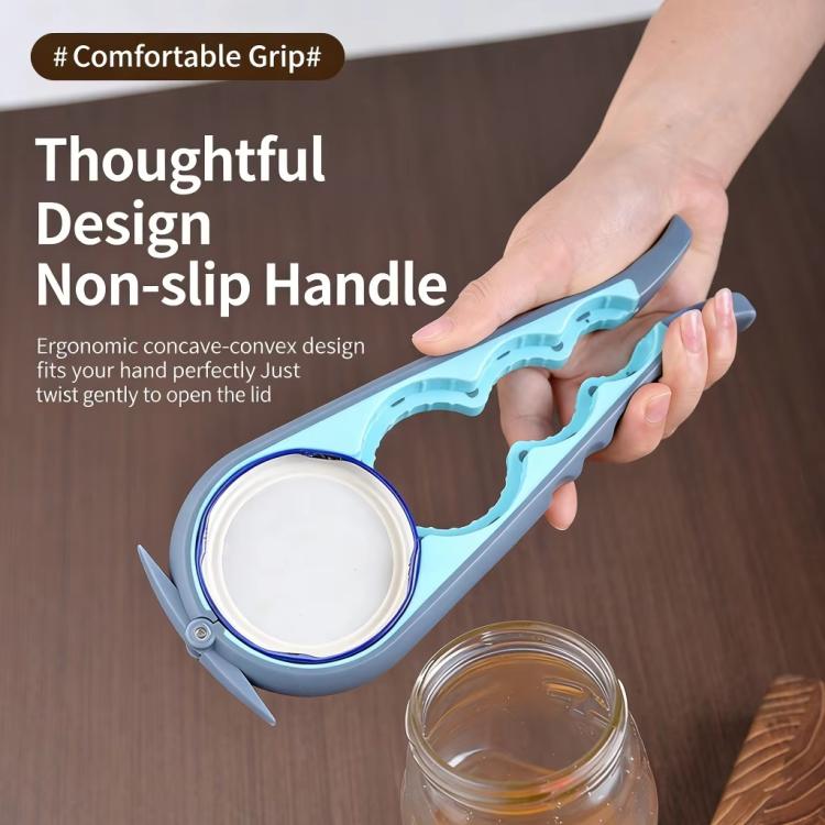 LsCook 4 In 1 Can Opener Household Can Bottle Cap Opener - Upgraded Version Gray+Blue
