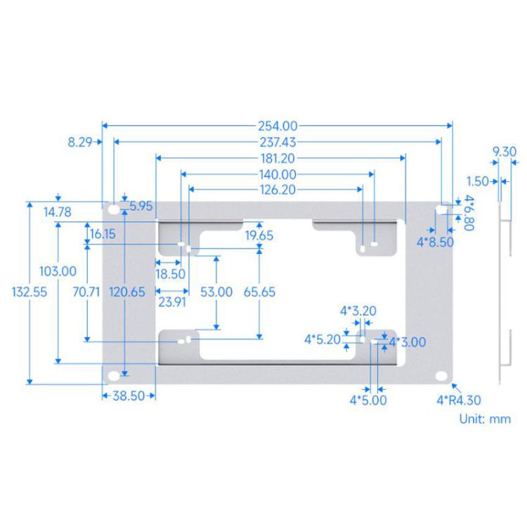 Waveshare 34390 HomeRack 7 Inch DSI Display Mounting Panel, 3U Mounting Space, Compatible With Official Raspberry Pi 7inch Touch Displays