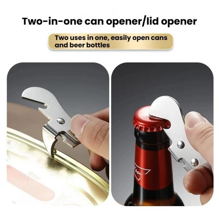 LsCook 420 Stainless Steel Can Opener Compact Bottle Opener - Natural Color