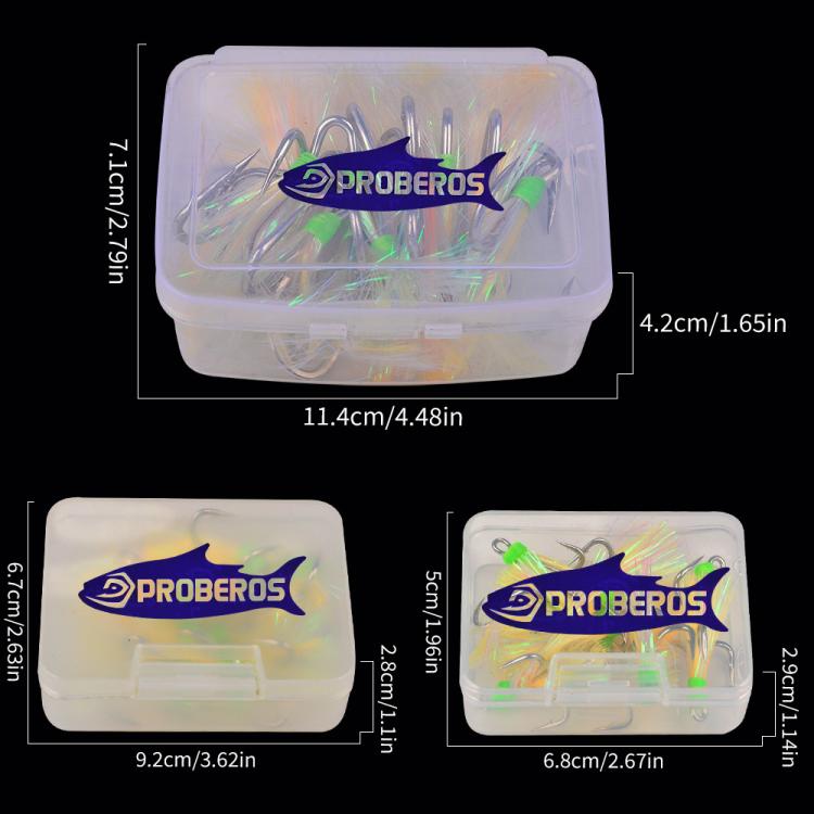 PROBEROS 10pcs /Box Dressed Treble Hooks with Feathers and Flash Ultra-Sharp High Carbon Steel Replacement Hooks, Spec: No. 4/0
