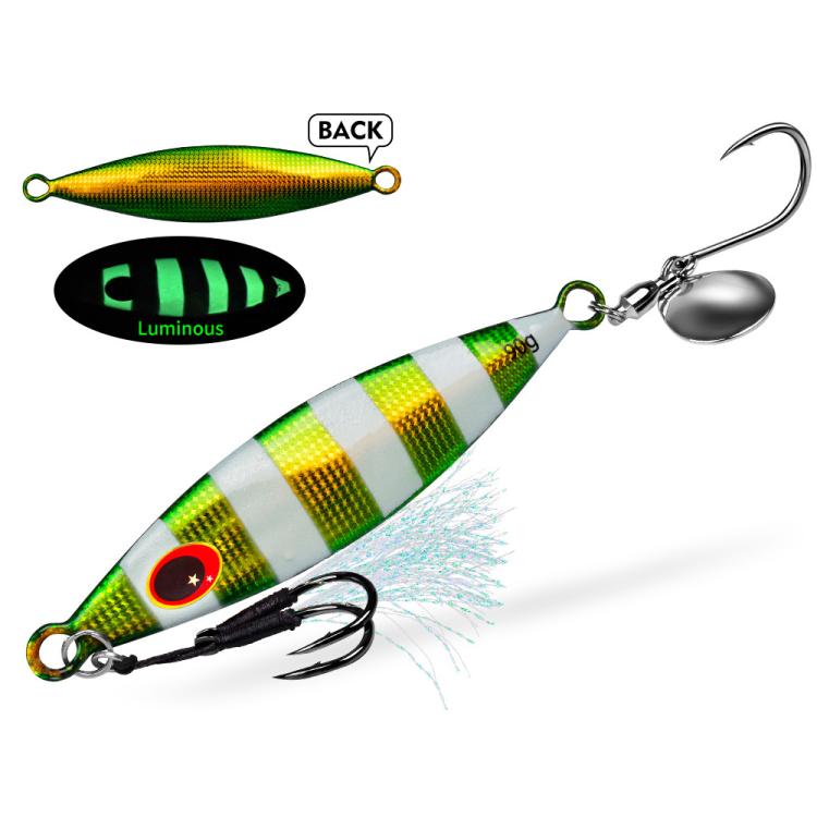 PROBEROS LF179 Metal Jigging Lures with Spinner Blade Glow in the Dark Saltwater Fishing Jigs, Size: 30g