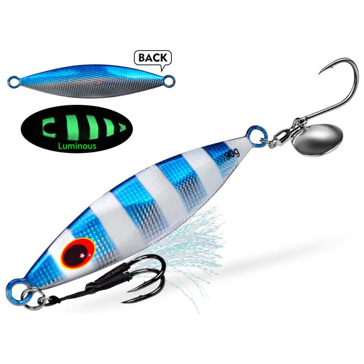 PROBEROS LF179 Metal Jigging Lures with Spinner Blade Glow in the Dark Saltwater Fishing Jigs, Size: 30g