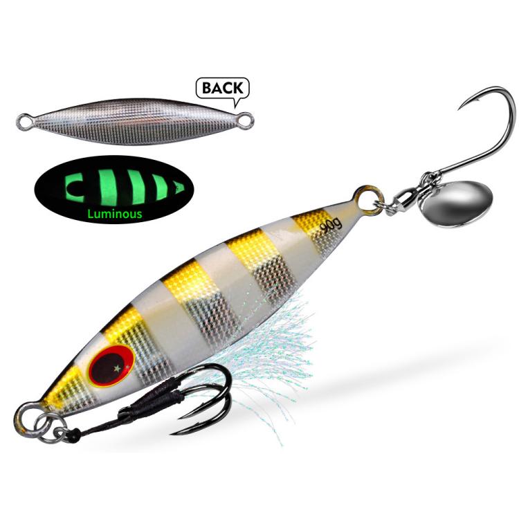 PROBEROS LF179 Metal Jigging Lures with Spinner Blade Glow in the Dark Saltwater Fishing Jigs, Size: 30g