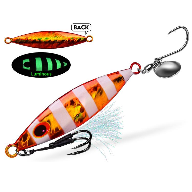 PROBEROS LF179 Metal Jigging Lures with Spinner Blade Glow in the Dark Saltwater Fishing Jigs, Size: 30g