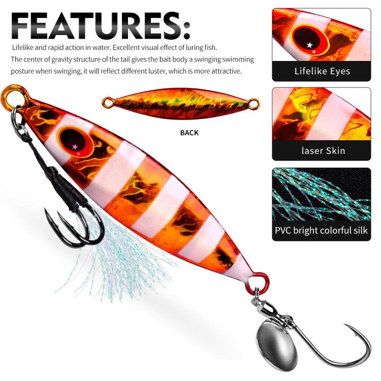 PROBEROS LF179 Metal Jigging Lures with Spinner Blade Glow in the Dark Saltwater Fishing Jigs, Size: 30g