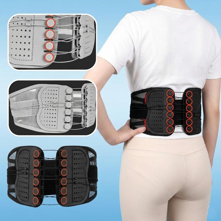 Adjustable Breathable Mesh Lumbar Support Belt With Double Pulleys, Size: L
