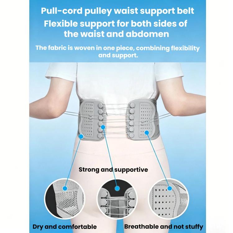Adjustable Breathable Mesh Lumbar Support Belt With Double Pulleys, Size: S