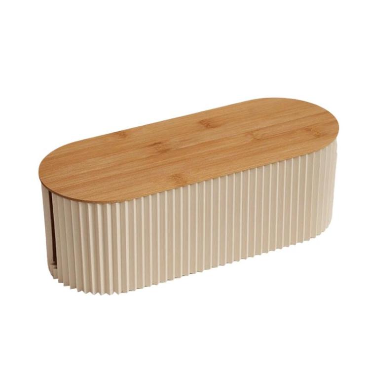 Desktop Wire Management Cable Box Power Socket & Power Cord Storage Cover Box, Spec: White With Wood Cover