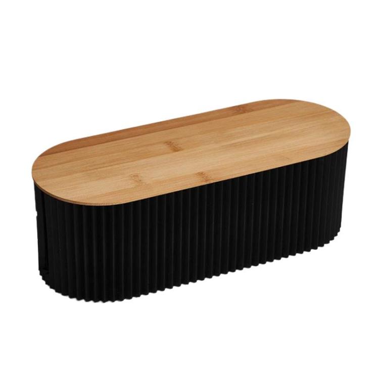 Desktop Wire Management Cable Box Power Socket & Power Cord Storage Cover Box, Spec: Black With Wood Cover