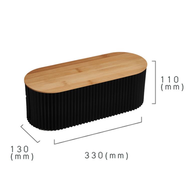 Desktop Wire Management Cable Box Power Socket & Power Cord Storage Cover Box, Spec: Black With Wood Cover