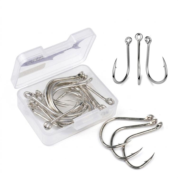 PROBEROS 20pcs /Box High Carbon Steel Single Fish Hooks High-Penetration Needle Point Ringed Eye Hooks No. 2/0