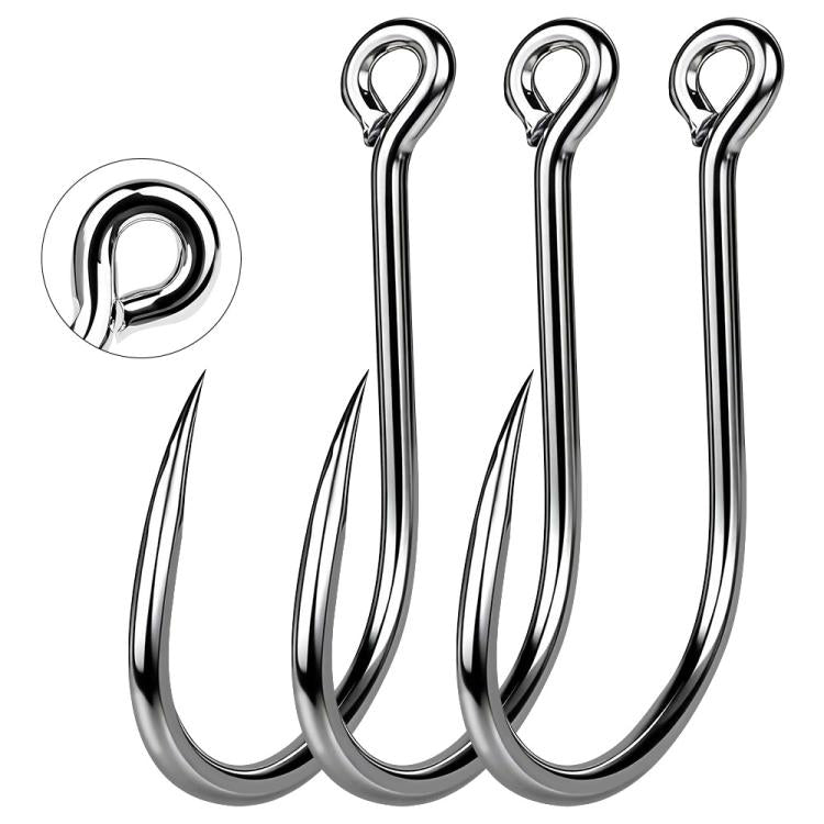 PROBEROS 20pcs /Box High Carbon Steel Single Fish Hooks High-Penetration Needle Point Ringed Eye Hooks No. 1/0