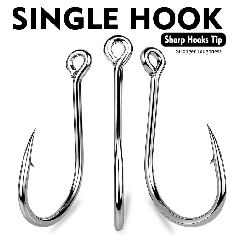 PROBEROS 20pcs /Box High Carbon Steel Single Fish Hooks High-Penetration Needle Point Ringed Eye Hooks No. 1