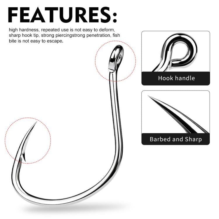 PROBEROS 20pcs /Box High Carbon Steel Single Fish Hooks High-Penetration Needle Point Ringed Eye Hooks No. 3/0