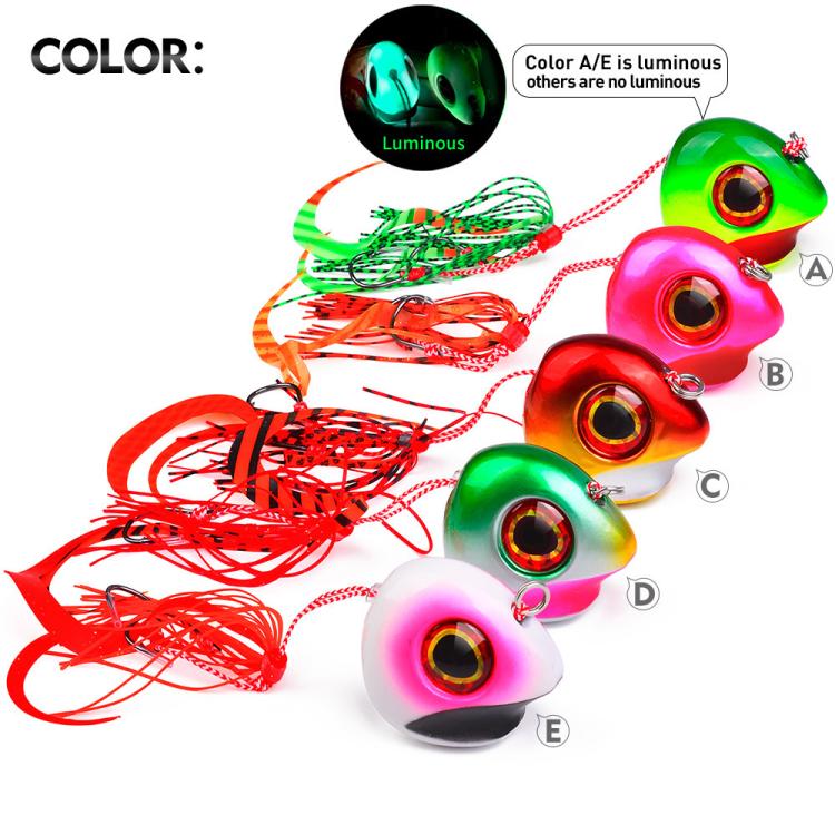 KATYUSHA Kabura Snapper Jig Head 3D Bionic Eyes Tai Rubber Lead Jigs for Bottom Fishing, Grouper, Sea Bream 200G