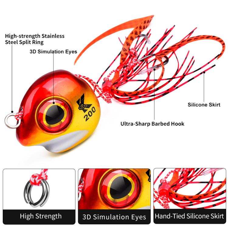 KATYUSHA Kabura Snapper Jig Head 3D Bionic Eyes Tai Rubber Lead Jigs for Bottom Fishing, Grouper, Sea Bream 150G