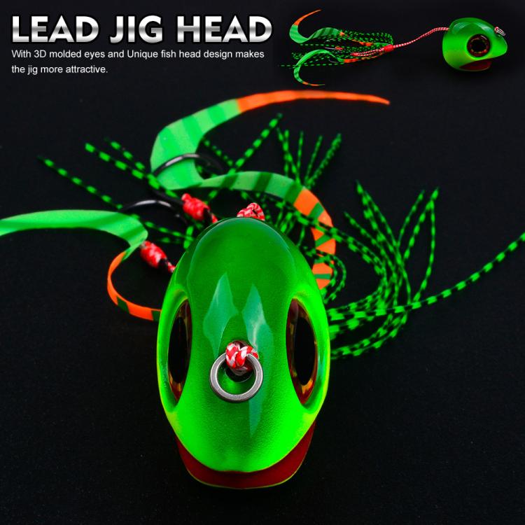 KATYUSHA Kabura Snapper Jig Head 3D Bionic Eyes Tai Rubber Lead Jigs for Bottom Fishing, Grouper, Sea Bream 200G