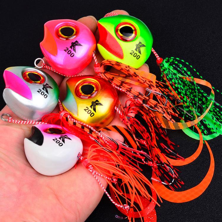 KATYUSHA Kabura Snapper Jig Head 3D Bionic Eyes Tai Rubber Lead Jigs for Bottom Fishing, Grouper, Sea Bream 100G