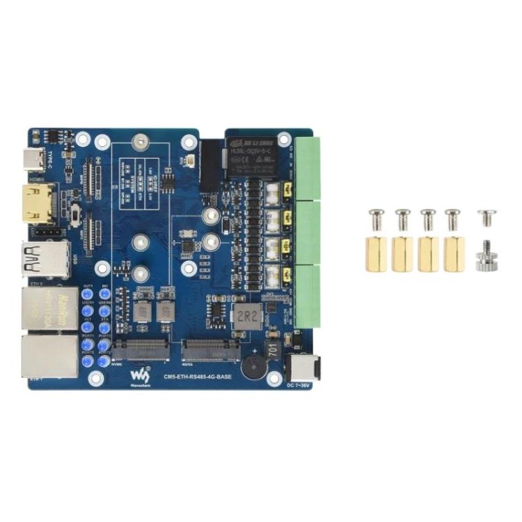 Waveshare 34251 CM5 Gigabit/2.5G Dual Ethernet Multi-Function Expansion Board Supports RS485 Industrial Communication, 4G / 5G Module And 4K Display Output