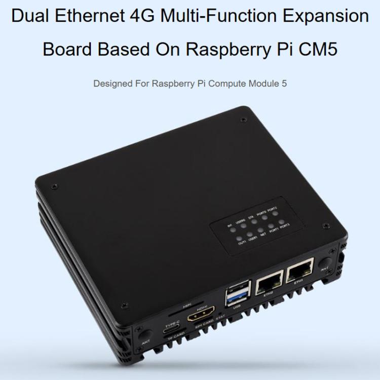 Waveshare 34252 CM5 Gigabit/2.5G Dual Ethernet Multi-Function Expansion Board Supports RS485 Industrial Communication, 4G / 5G Module And 4K Display Output UK Plug