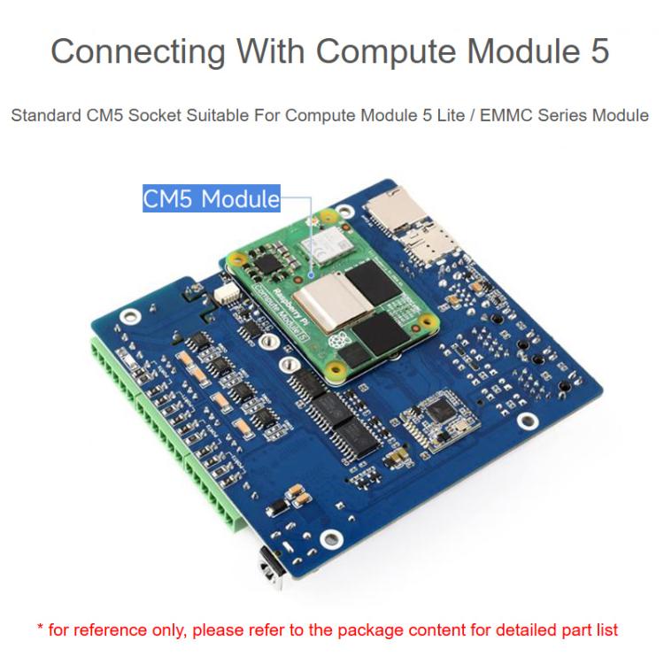 Waveshare 34252 CM5 Gigabit/2.5G Dual Ethernet Multi-Function Expansion Board Supports RS485 Industrial Communication, 4G / 5G Module And 4K Display Output US Plug