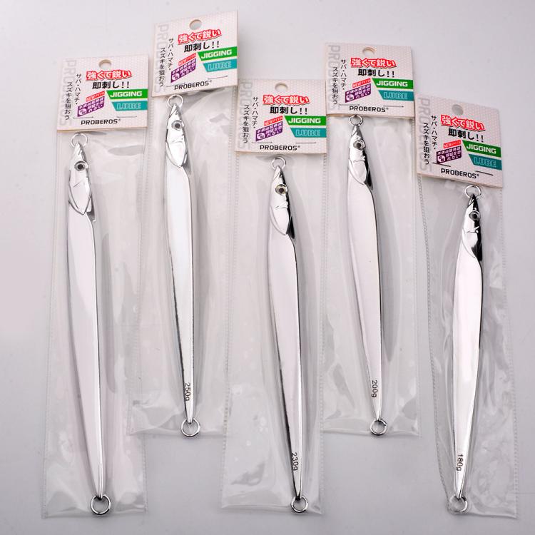 PROBEROS  LF168 Saltwater Fishing Metal Jigging Lure Blank Body Vertical Sinking Bait Shining Mirror Finish Mackerel Jigs 180g