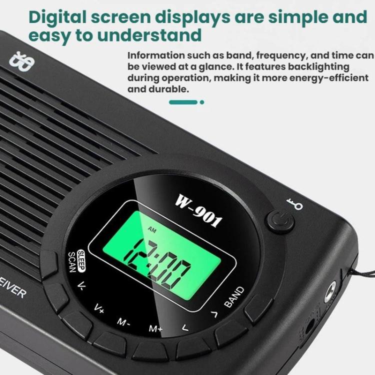 FM/AM/SW Multi-Band LCD Screen Clock-Controlled Stereo Radio, Specification: For US - Black