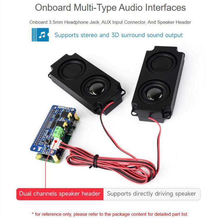 Waveshare 34213 DA7212 I2S Audio Board For Raspberry Pi, Stereo Encoding/Decoding
