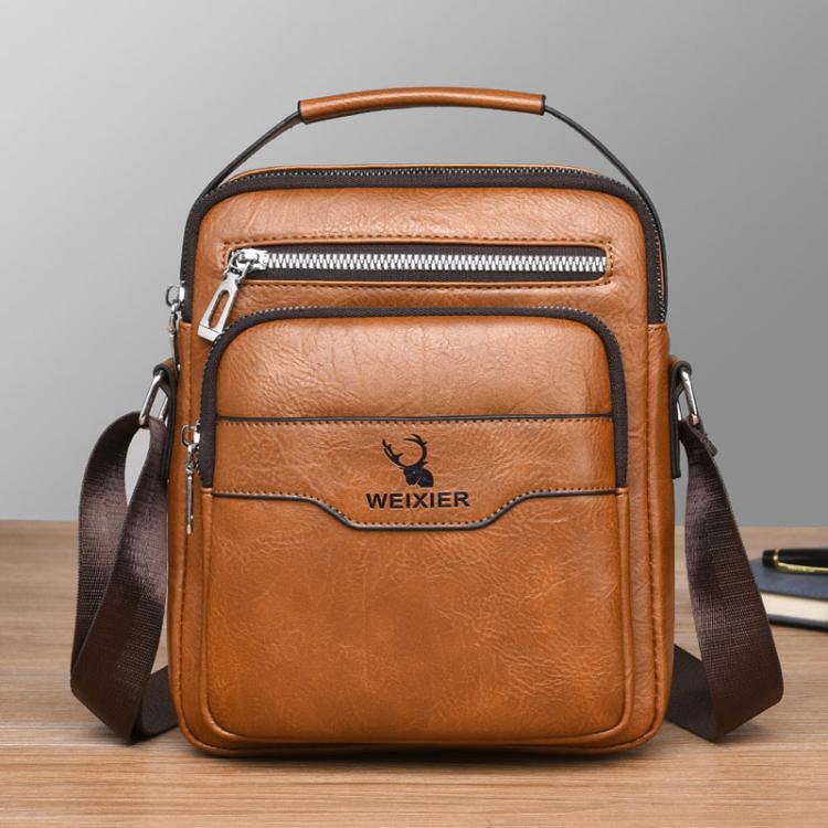 WEIXIER D1107 Men Vertical Crossbody Bag PU Leather Shoulder Bag