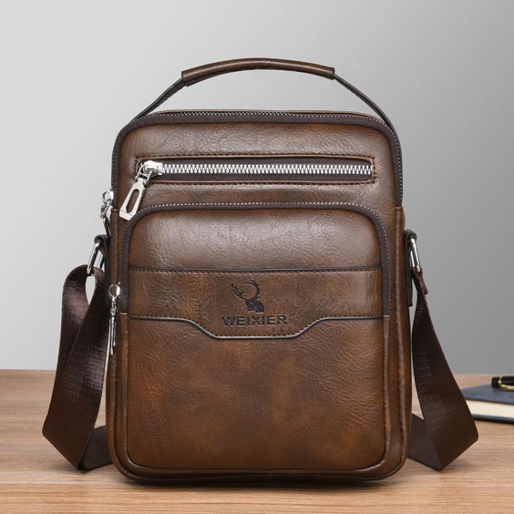 WEIXIER D1107 Men Vertical Crossbody Bag PU Leather Shoulder Bag