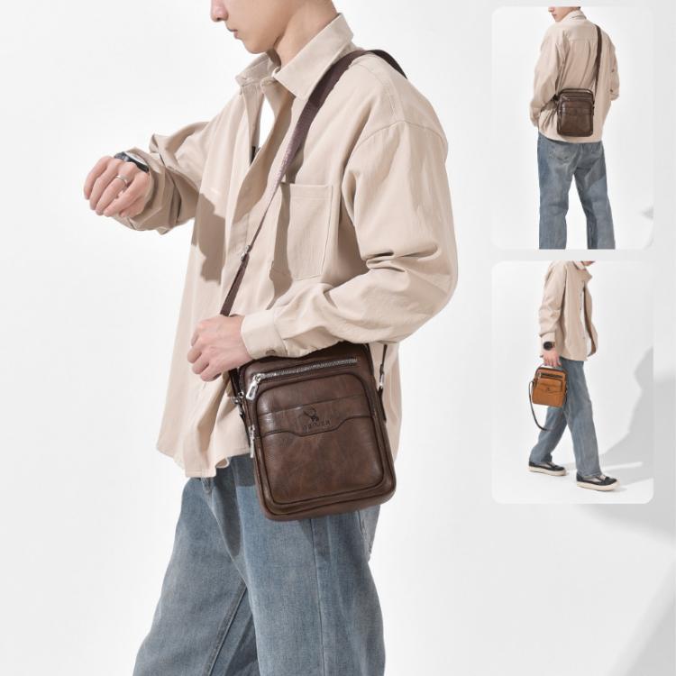 WEIXIER D1107 Men Vertical Crossbody Bag PU Leather Shoulder Bag