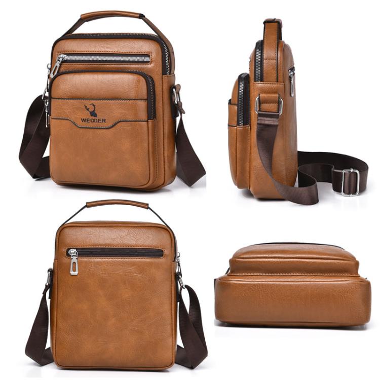 WEIXIER D1107 Men Vertical Crossbody Bag PU Leather Shoulder Bag