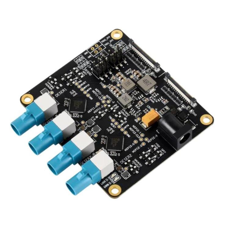 Waveshare 34128 4-Ch GMSL Camera Adapter Board, Equipped With MAX9296 Deserializer, For Raspberry Pi 5 EU Plug