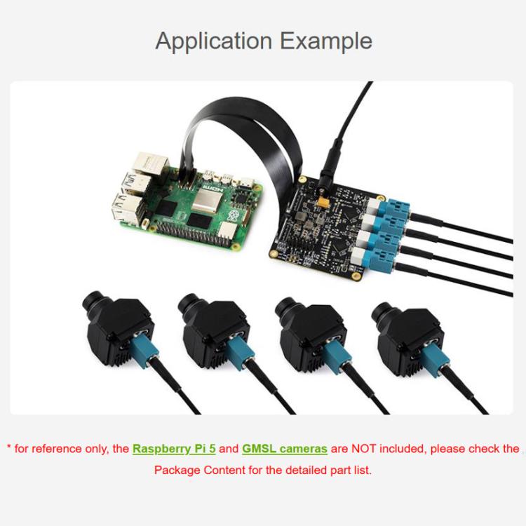 Waveshare 34128 4-Ch GMSL Camera Adapter Board, Equipped With MAX9296 Deserializer, For Raspberry Pi 5 UK Plug