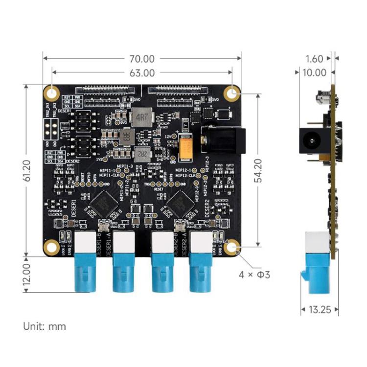 Waveshare 34128 4-Ch GMSL Camera Adapter Board, Equipped With MAX9296 Deserializer, For Raspberry Pi 5 UK Plug
