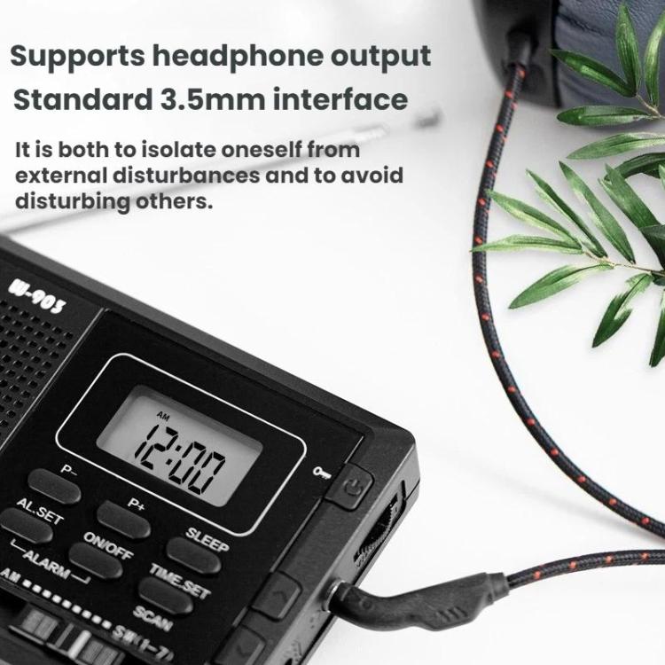 WDK FM/AM/SW Multi-Band LCD Screen Clock-Controlled Stereo Digital Radio, Specification: For EU - Black