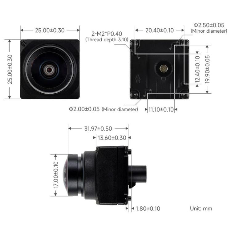 Waveshare 34019 2MP GMSL Camera Module, Automotive-Grade Image Sensor, Built-In ISP, AA Lens, IP67 Protection Degree