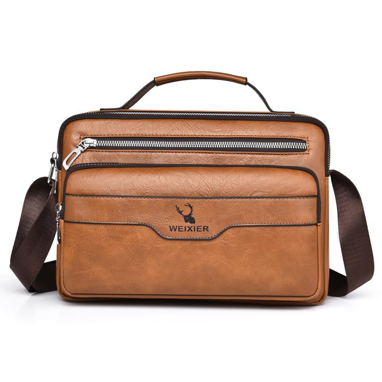 WEIXIER D1108 Men Business Retro Shoulder Bag Large Capacity Casual Waterproof PU Crossbody Bag