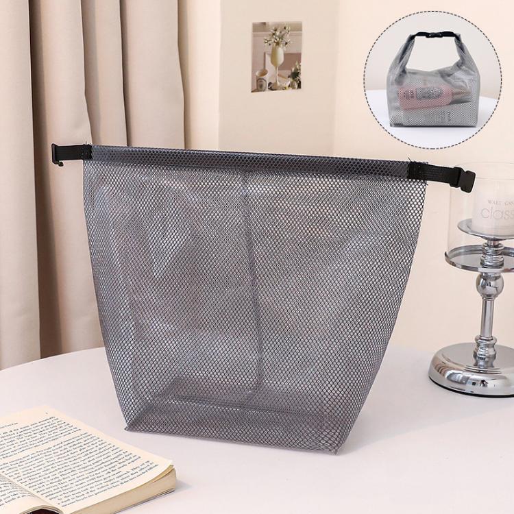 Waterproof EVA Mesh Toiletry Bag Portable Travel Storage Organizer For Bathroom Gym Swimming Makeup Wash Bag With Buckle Closure Large Transparent Gray