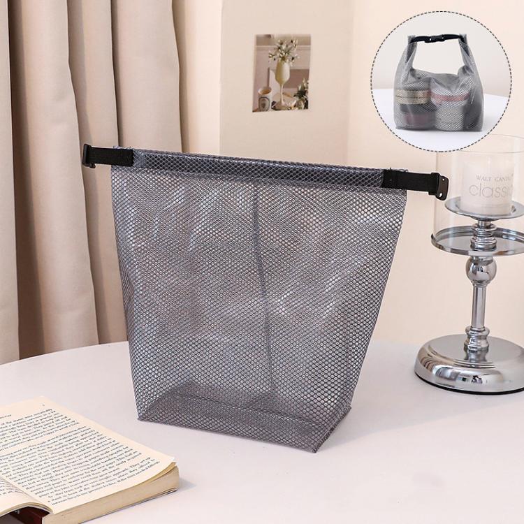 Waterproof EVA Mesh Toiletry Bag Portable Travel Storage Organizer For Bathroom Gym Swimming Makeup Wash Bag With Buckle Closure Small Transparent Gray