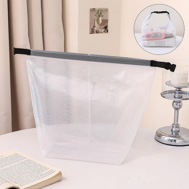 Waterproof EVA Mesh Toiletry Bag Portable Travel Storage Organizer For Bathroom Gym Swimming Makeup Wash Bag With Buckle Closure Large Transparent White