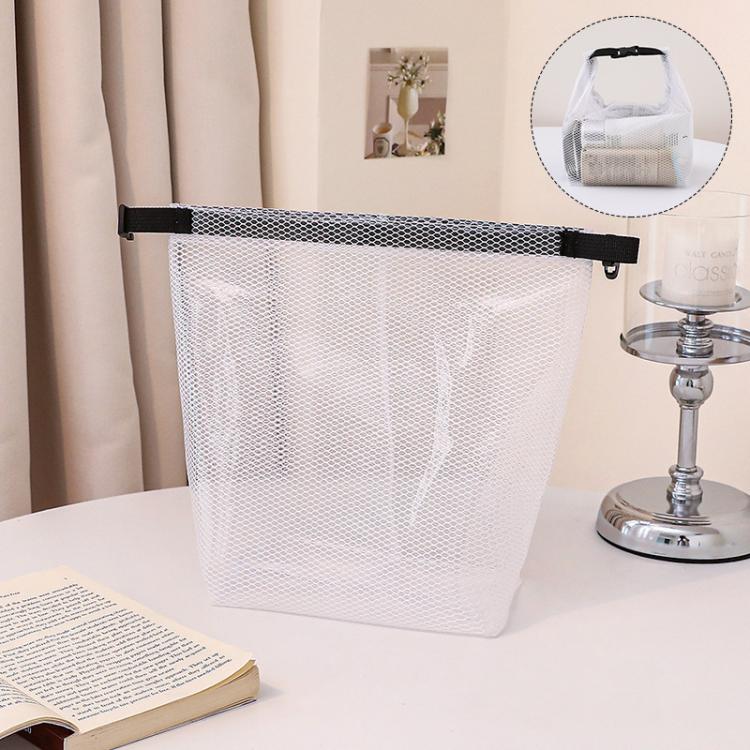 Waterproof EVA Mesh Toiletry Bag Portable Travel Storage Organizer For Bathroom Gym Swimming Makeup Wash Bag With Buckle Closure Small Transparent White