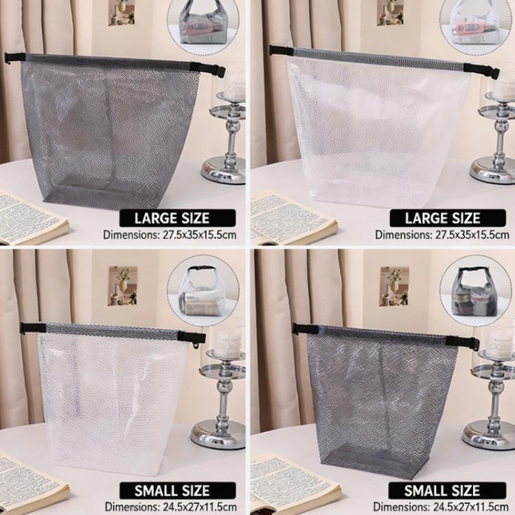 Waterproof EVA Mesh Toiletry Bag Portable Travel Storage Organizer For Bathroom Gym Swimming Makeup Wash Bag With Buckle Closure Large Transparent Gray