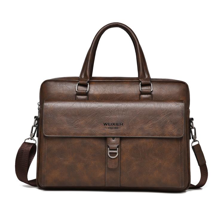 WEIXIER T665 Men Vintage Business Tote Bag Large Capacity Waterproof Laptop Bag