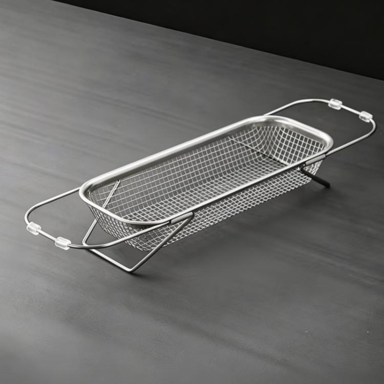 Expandable Over The Sink Colander Strainer 304 Stainless Steel Fine Mesh Drain Basket With Adjustable Arms And Standing Feet Small