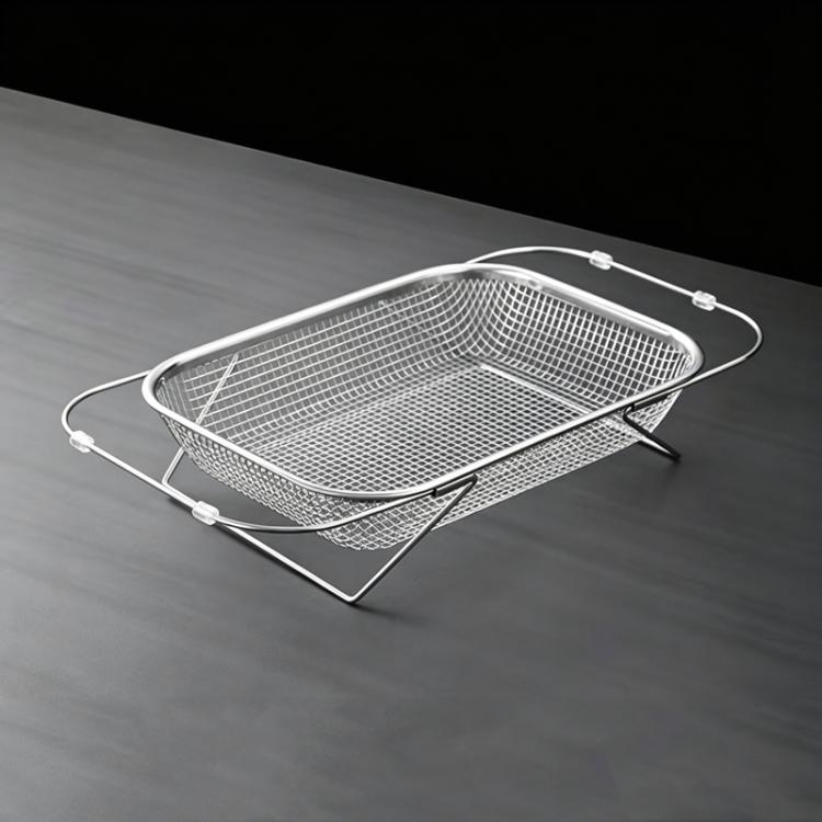 Expandable Over The Sink Colander Strainer 304 Stainless Steel Fine Mesh Drain Basket With Adjustable Arms And Standing Feet Large