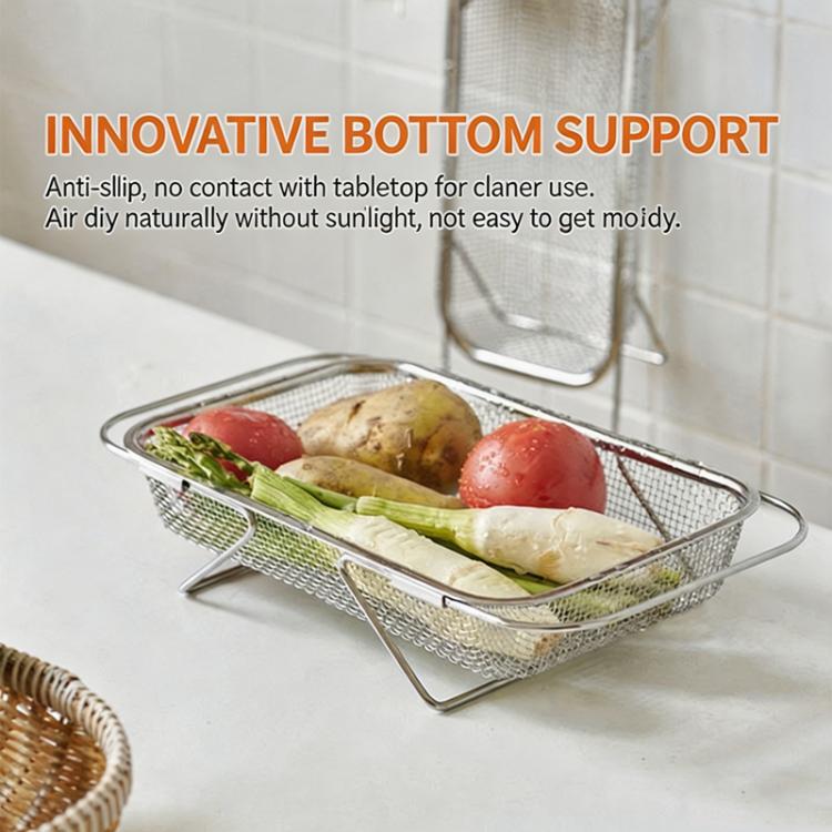 Expandable Over The Sink Colander Strainer 304 Stainless Steel Fine Mesh Drain Basket With Adjustable Arms And Standing Feet Extra Large