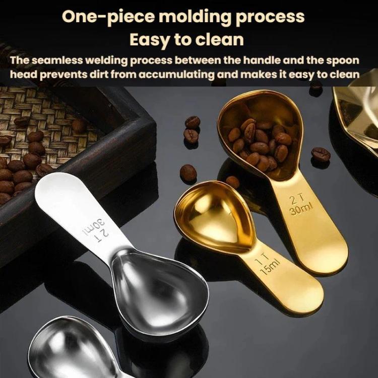 15ml 304 Stainless Steel Thickened Coffee Spoon With Scale Measuring Bean Spoon