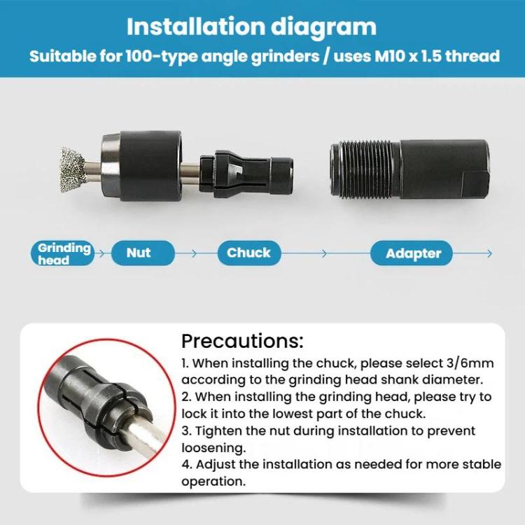 3mm Angular Grinder To Straight Grinder Conversion Head Polisher To Electric Grinder Chuck Adapter